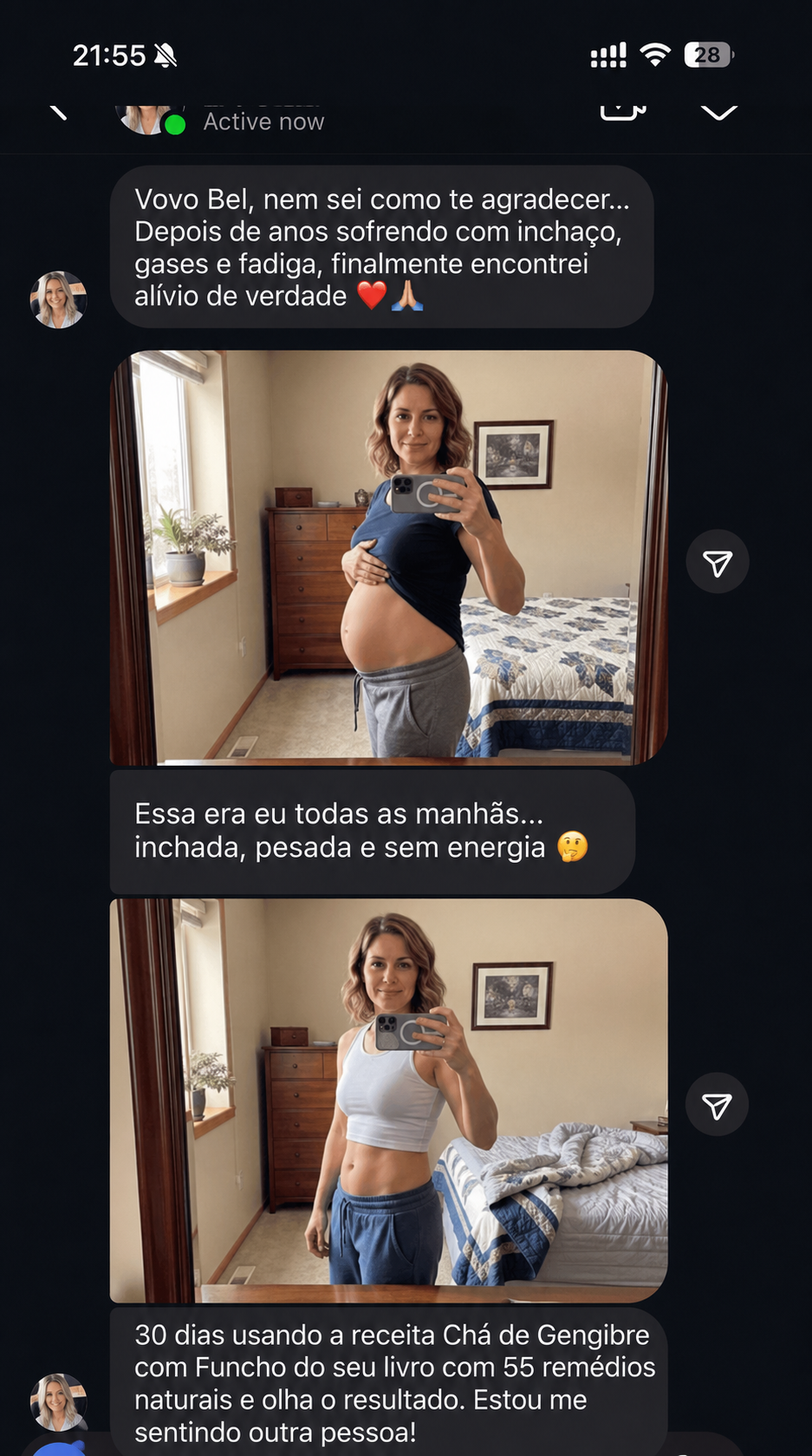 Antes e depois — 30 dias de plano